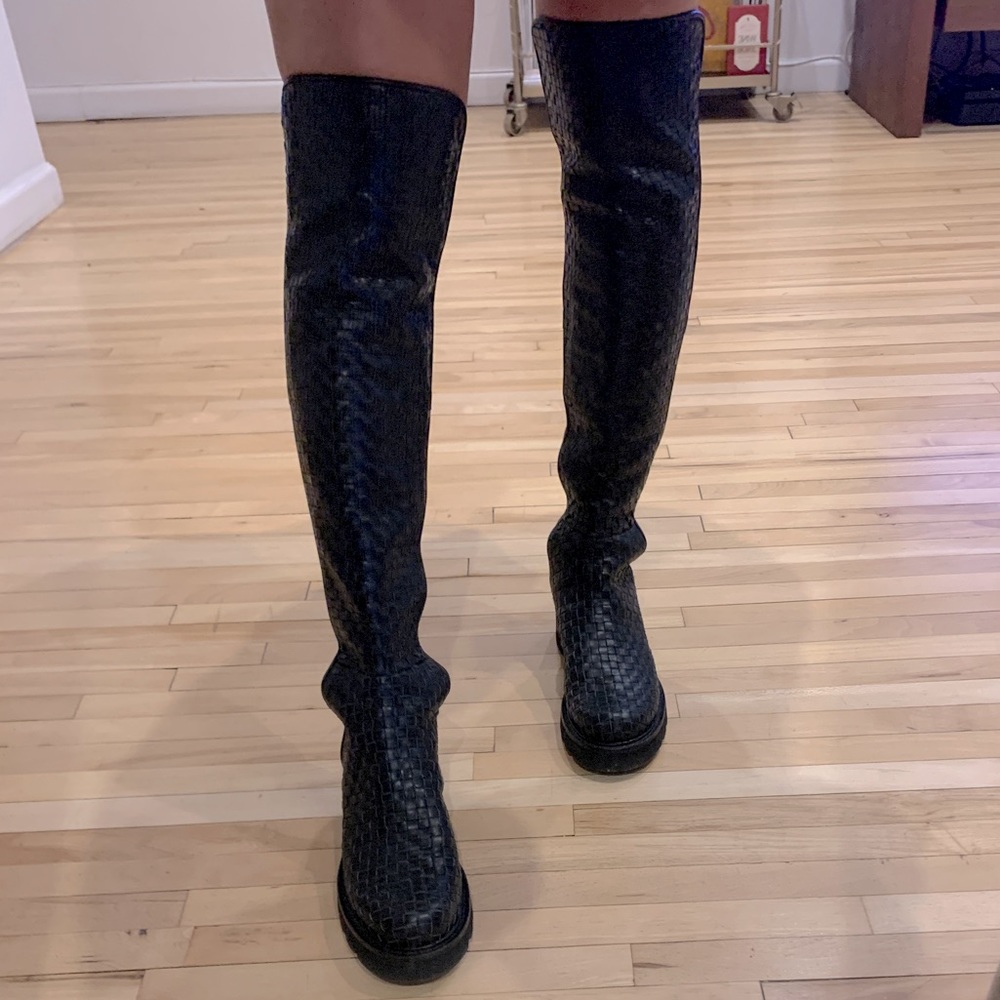 Stuart Weitzman 5050 Lift Woven leather Boot